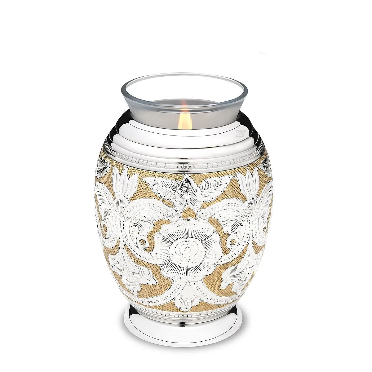Ornate Floral Brass Cremation Urn