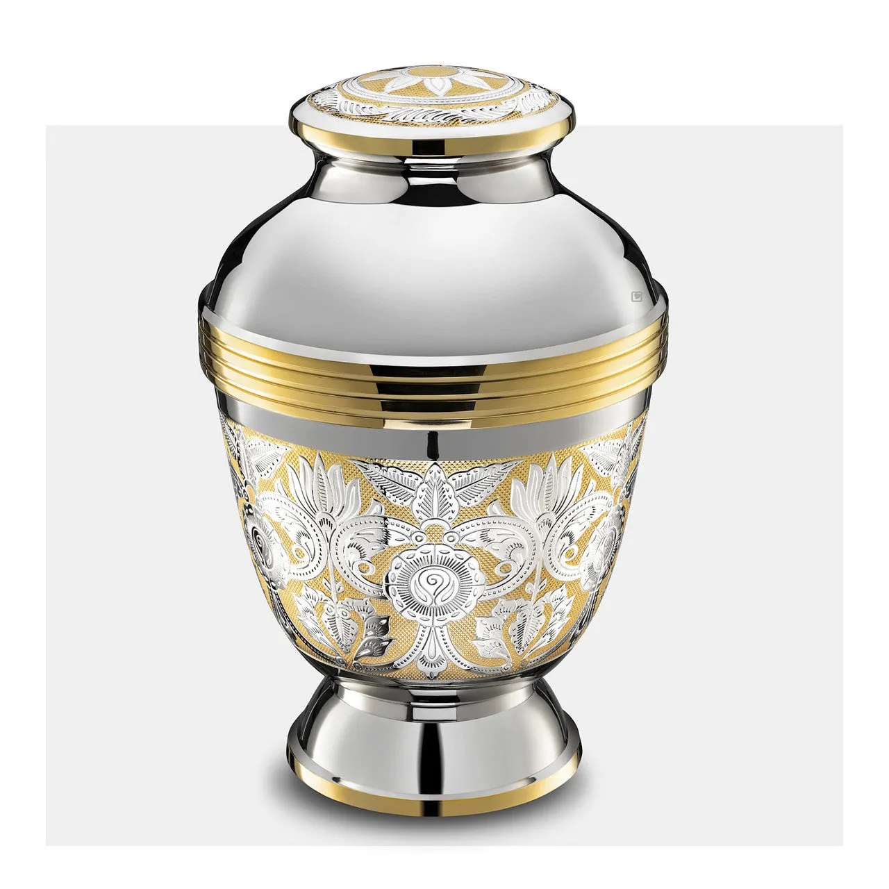 Ornate Floral Brass Cremation Urn