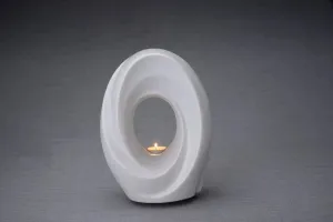 Passage Sculpture Art Memorial Candle Ceramic Cremation Urn in White