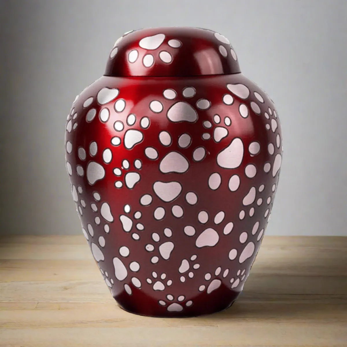 Paws of Love Pet Urn in Red