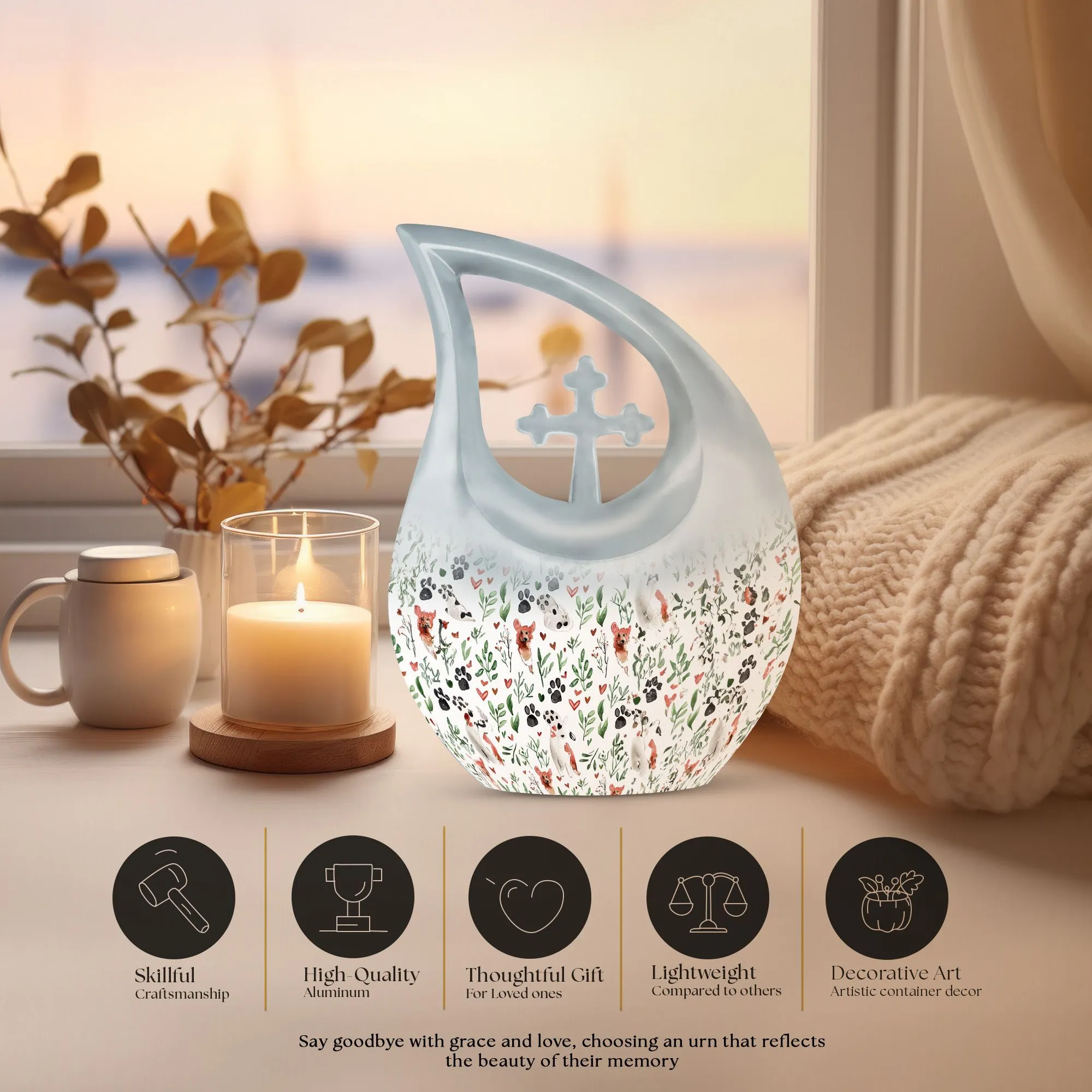 Paws Urn:  Memorial Cremation Urn For Ashes