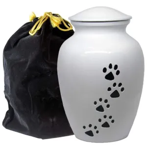Pet Cremation Urn for Dogs & Cats Ashes, White