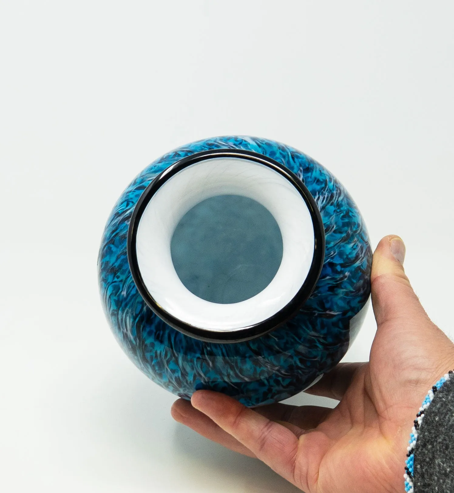 Pet Hand Blown Glass Cremation Urn in Atlantic Aegean