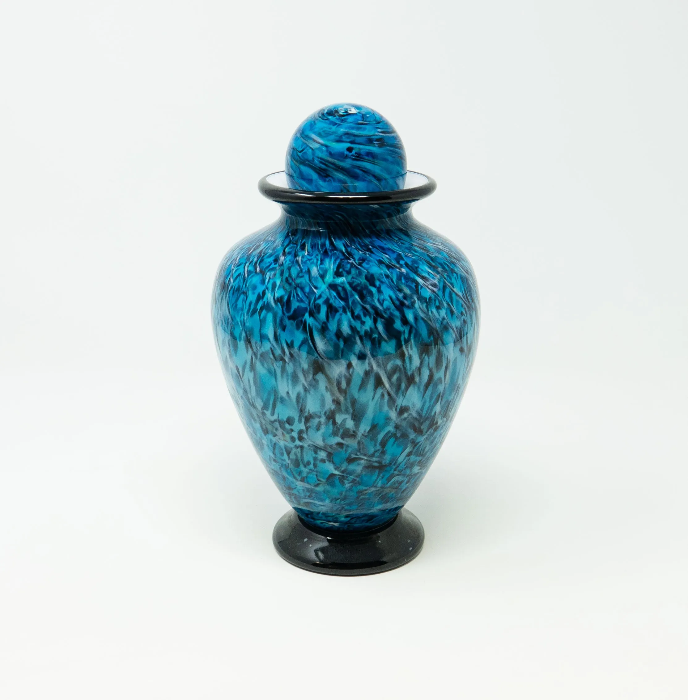 Pet Hand Blown Glass Cremation Urn in Atlantic Aegean