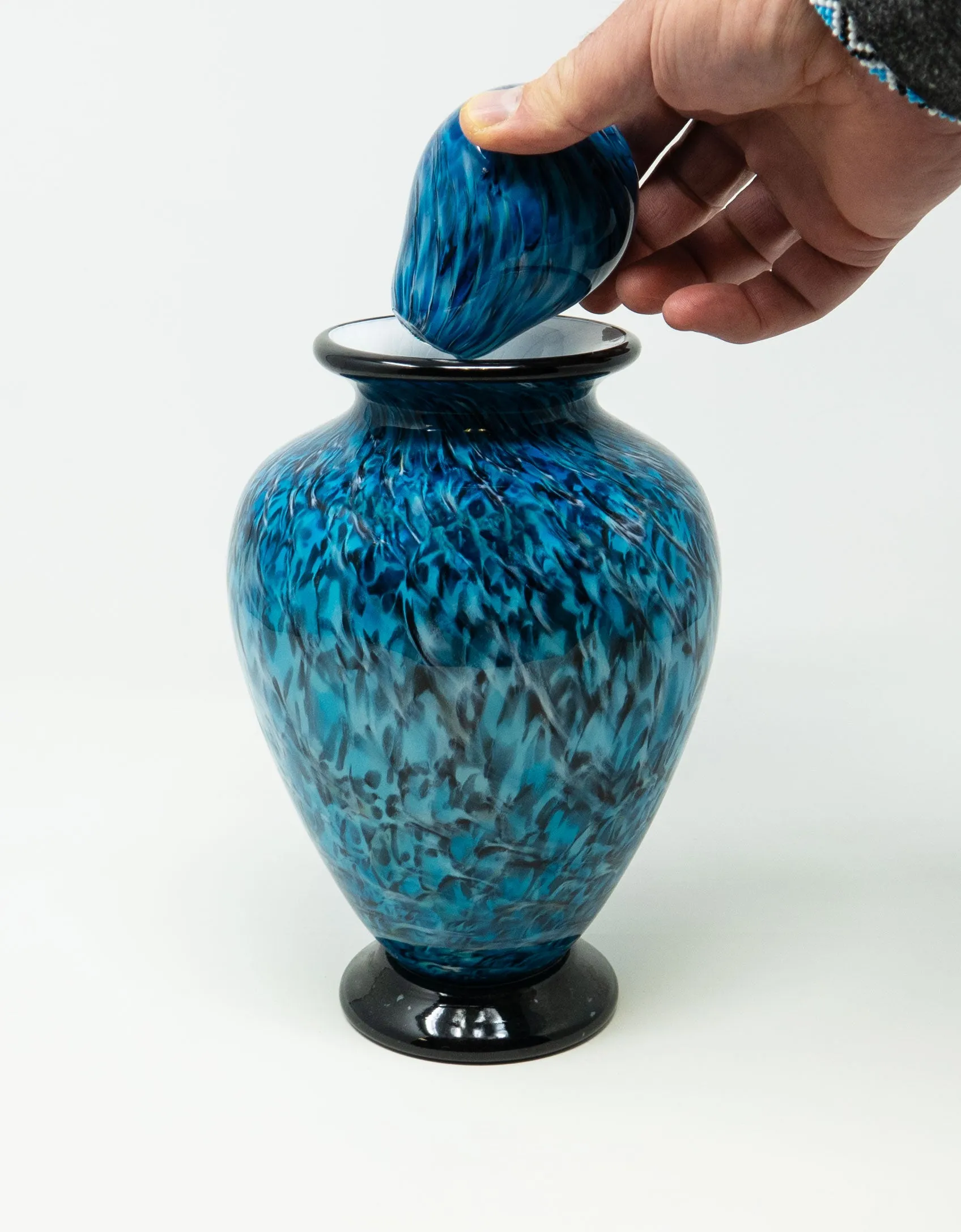 Pet Hand Blown Glass Cremation Urn in Atlantic Aegean