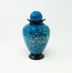 Pet Hand Blown Glass Cremation Urn in Atlantic Aegean