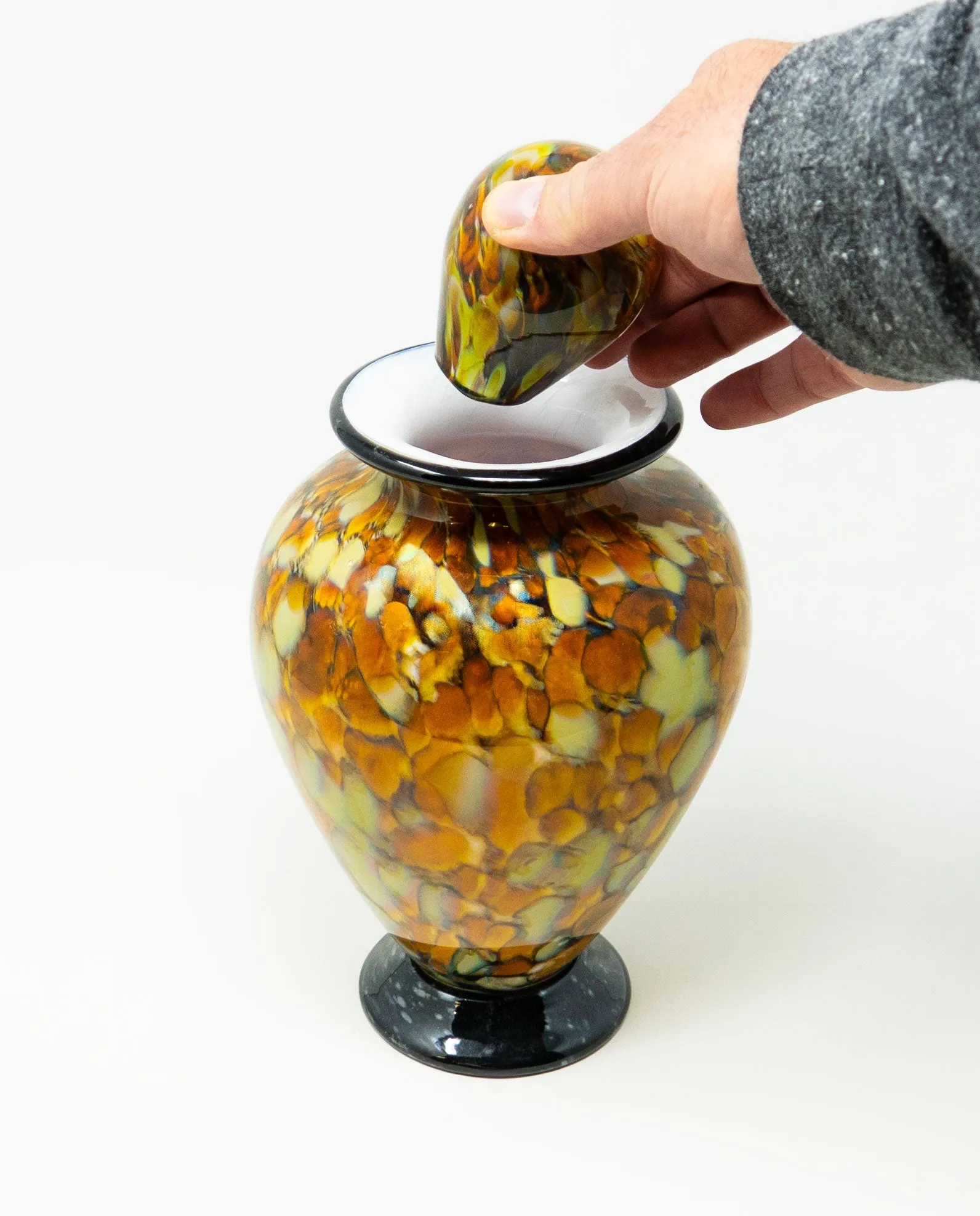 Pet Hand Blown Glass Cremation Urn in Atlantic Oro