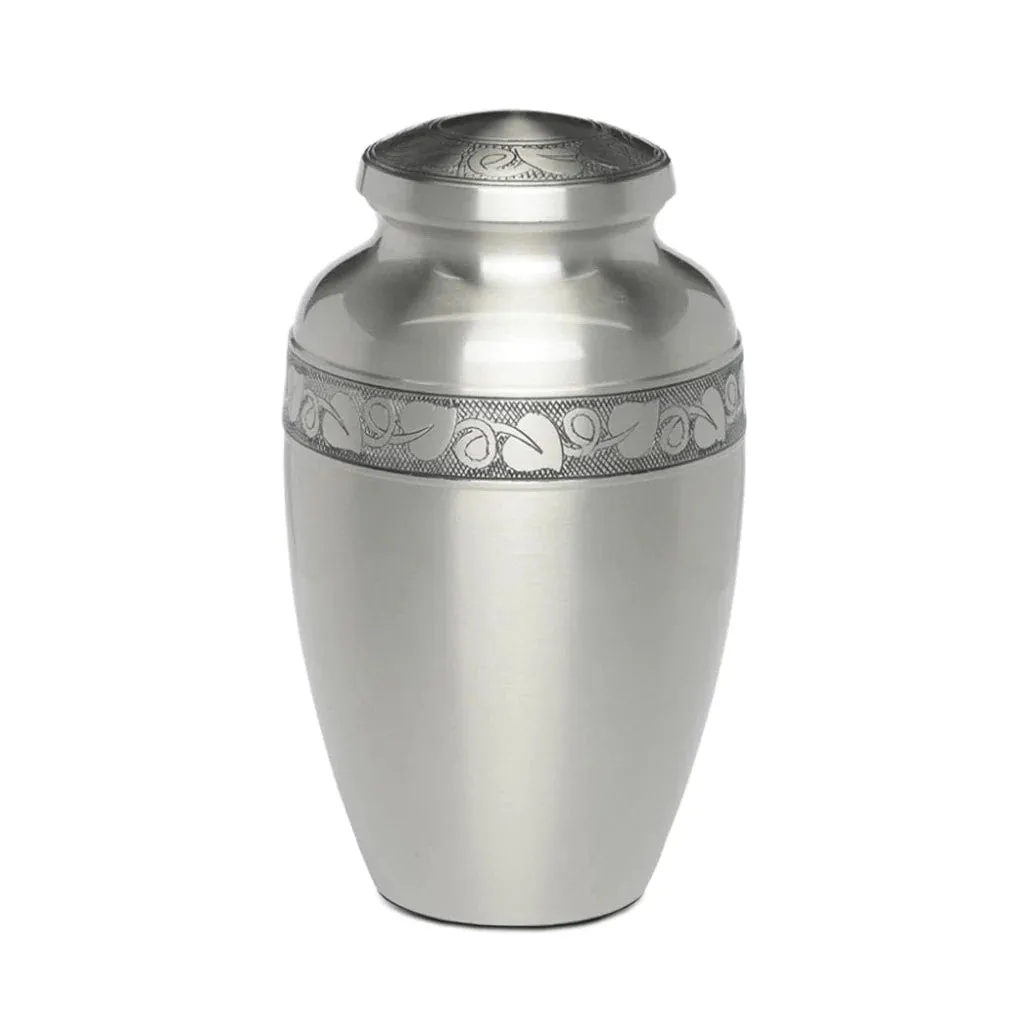 Pewter Urn with Jasmine Leaf Art