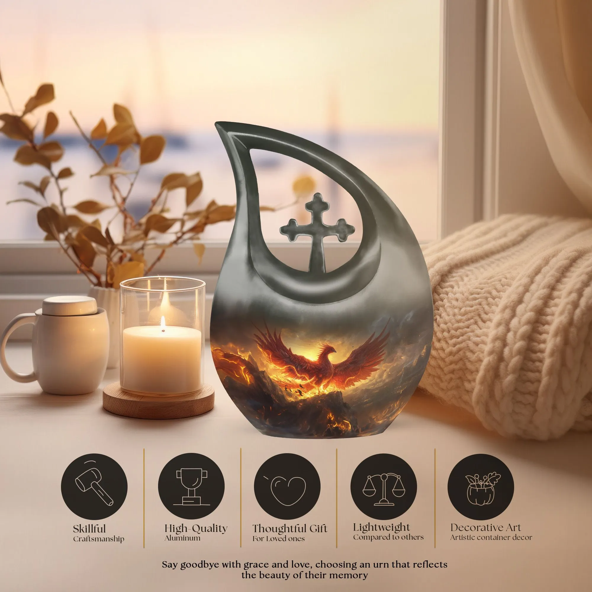 Phoenix Urn - Small, Endearing Keepsake Memorial Urn