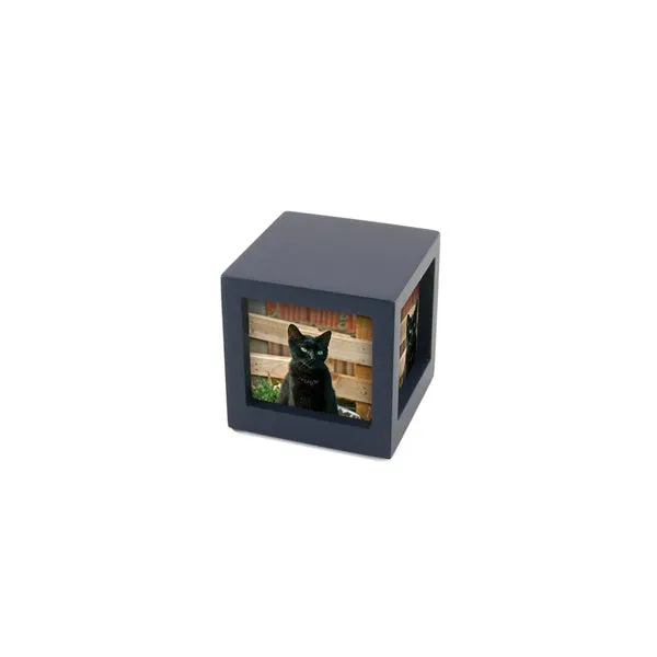 Photo Cube Urn for Pet Ashes -  Navy