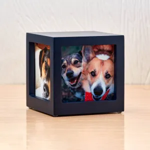 Photo Cube Urn for Pet Ashes -  Navy