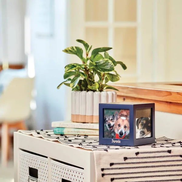 Photo Cube Urn for Pet Ashes -  Navy