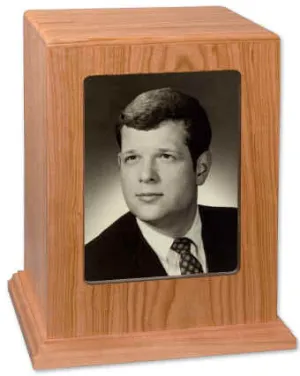 Photo Display Cremation Urn in Natural Cherry
