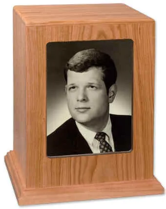 Photo Display Cremation Urn in Natural Cherry