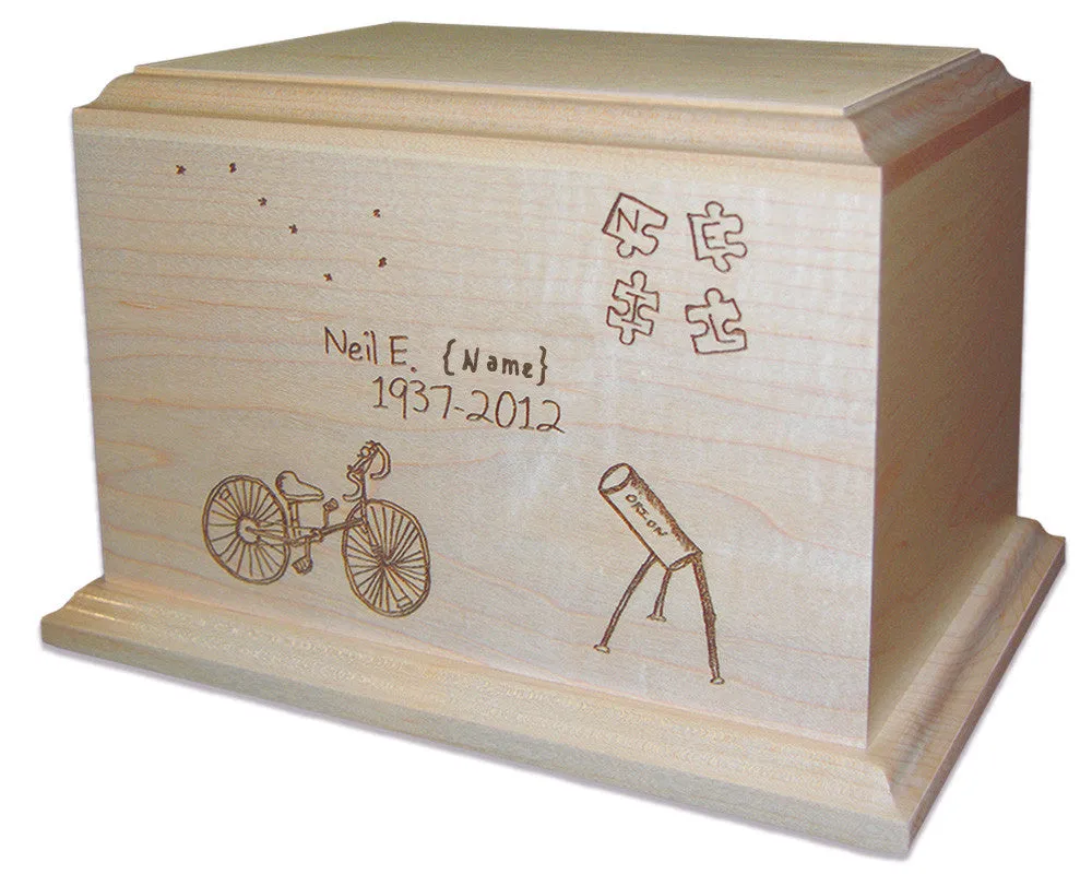 Photo or Art Drawing Engraved Maple Urn