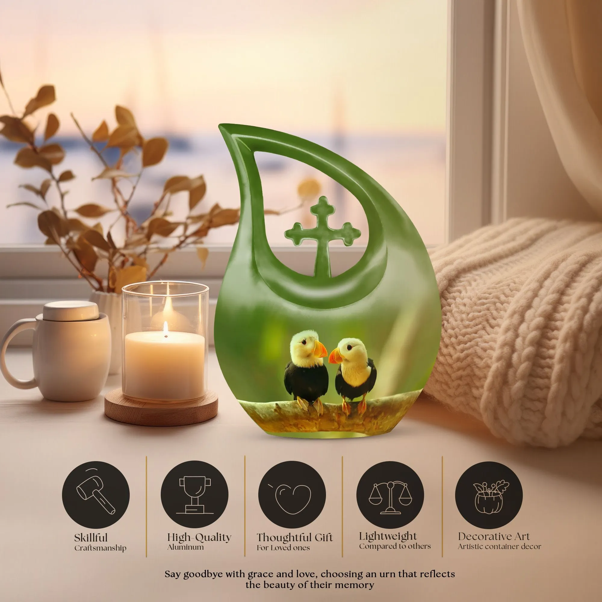 Puffin Bird -Keepsake Cremation Urn For Human Ashes