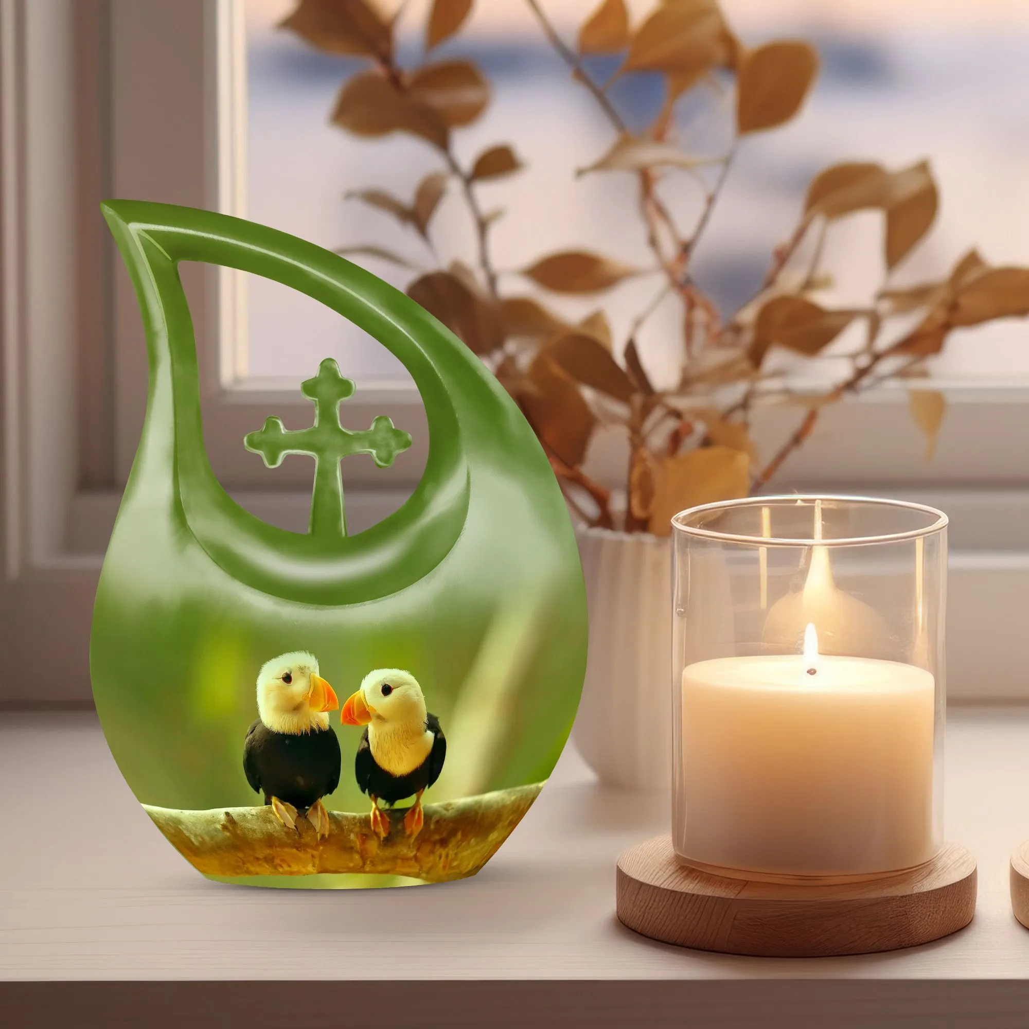 Puffin Bird -Keepsake Cremation Urn For Human Ashes