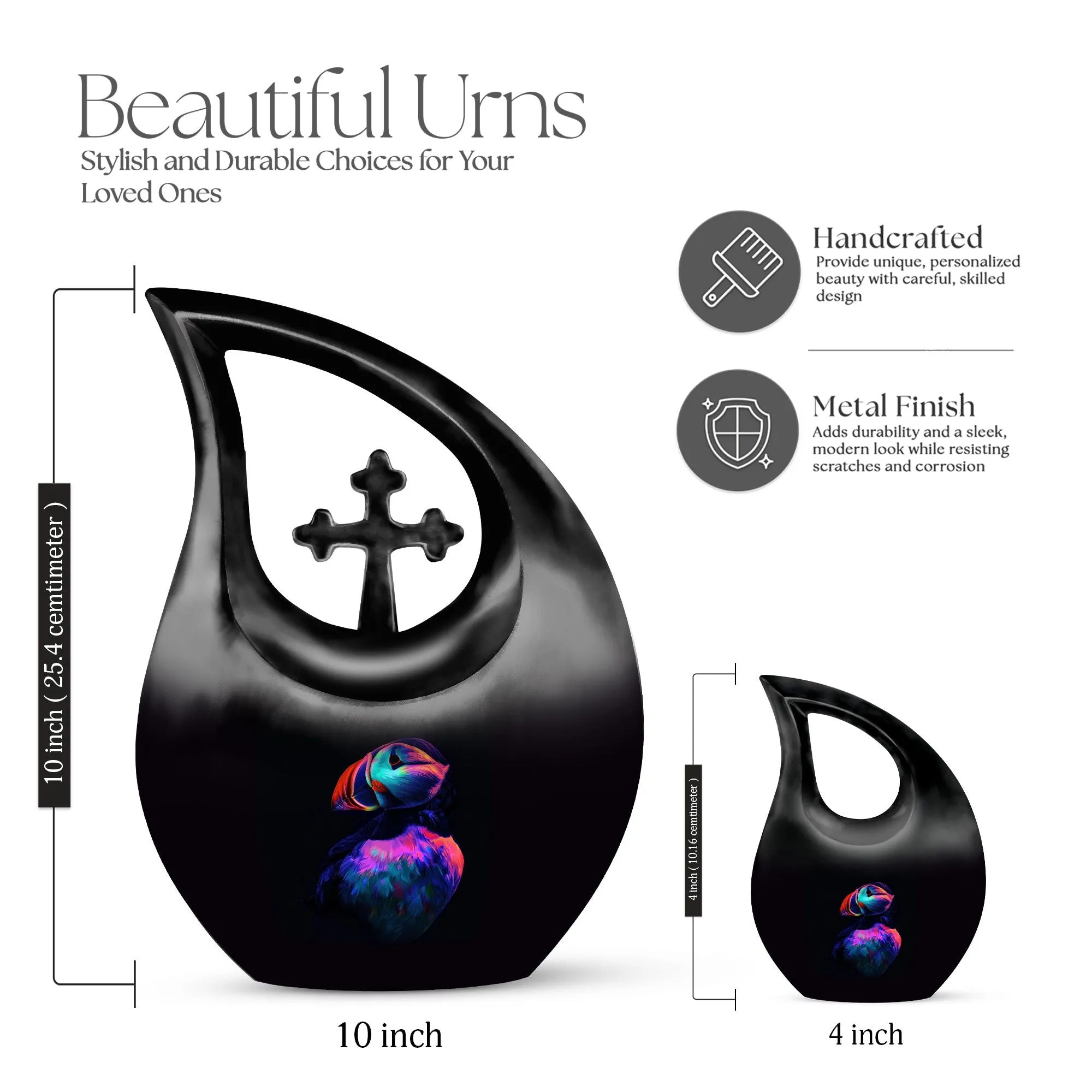 Puffin Bird Urn -  Container For Cremated Adult Human Ashes