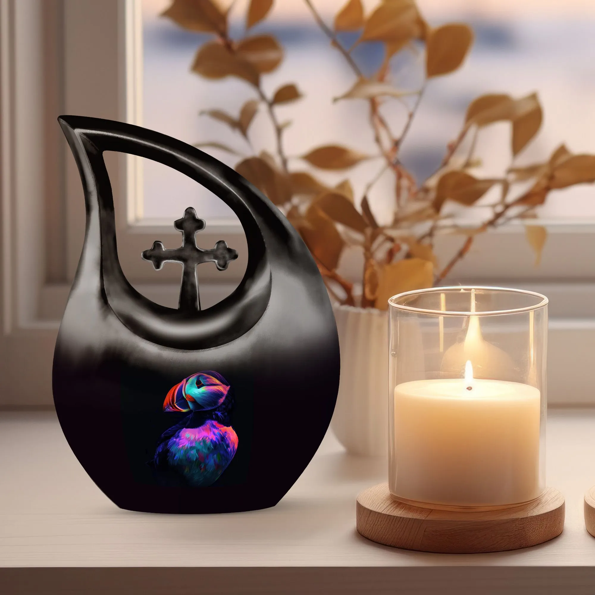 Puffin Bird Urn -  Container For Cremated Adult Human Ashes