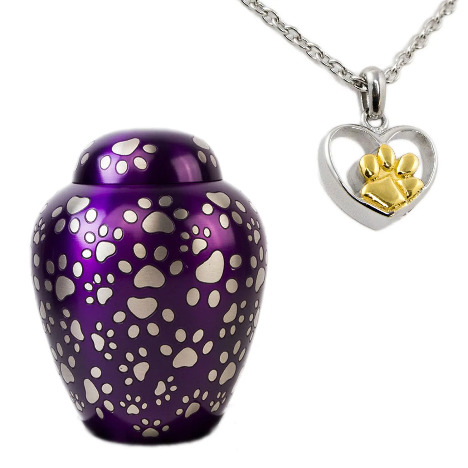 Purple Paws of Love Pet Urn Bundle