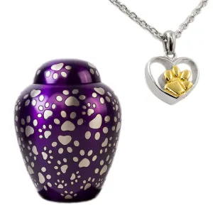 Purple Paws of Love Pet Urn Bundle