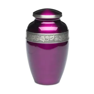 Purple Pewter Urn with Jasmine Leaf Art
