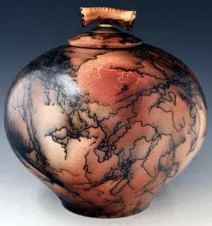 Raku Horsehair Fired Urn 405