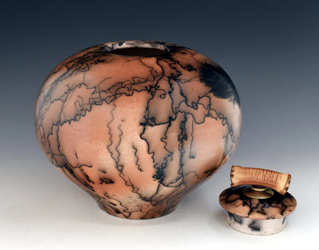 Raku Horsehair Fired Urn 405
