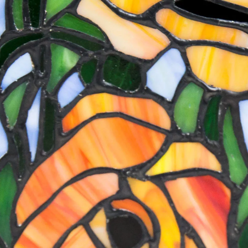 Red & Orange Poppy Stained Glass Cremation Urn