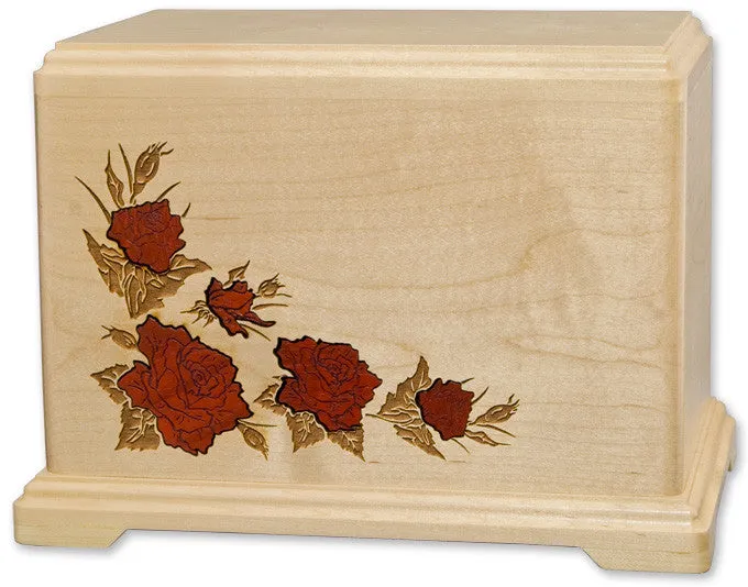 Rose Inlay Wood Companion Urn