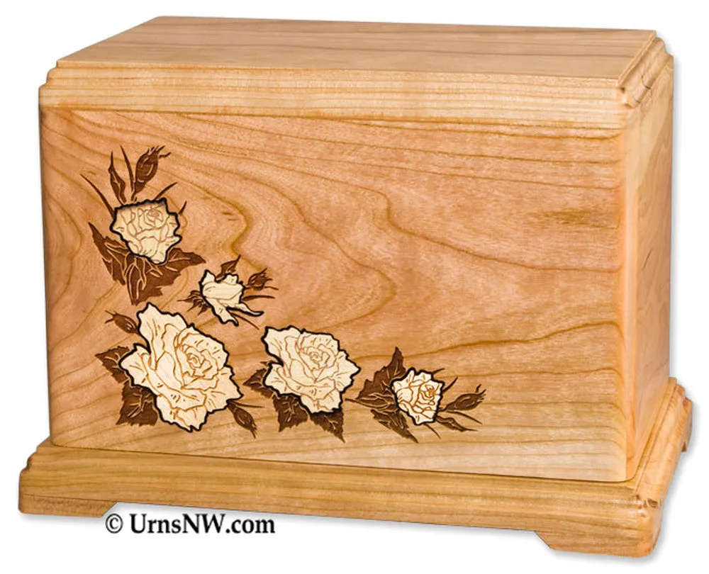 Rose Inlay Wood Companion Urn