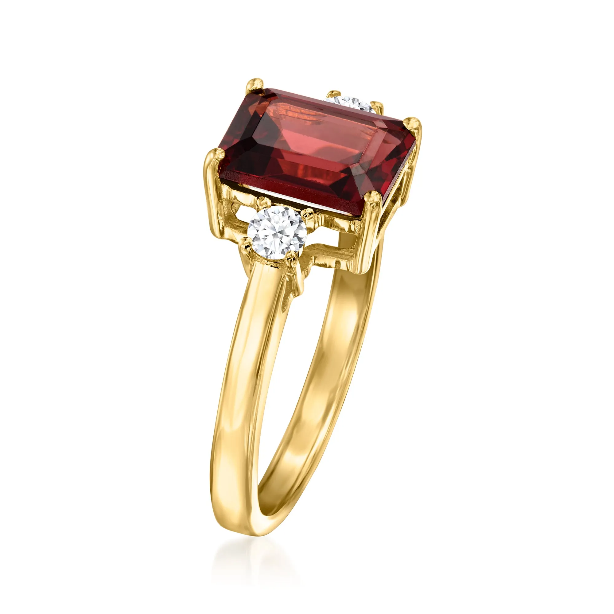 Ross-Simons Garnet Ring With . Lab-Grown Diamonds in 18kt Gold Over Sterling