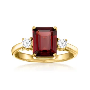 Ross-Simons Garnet Ring With . Lab-Grown Diamonds in 18kt Gold Over Sterling