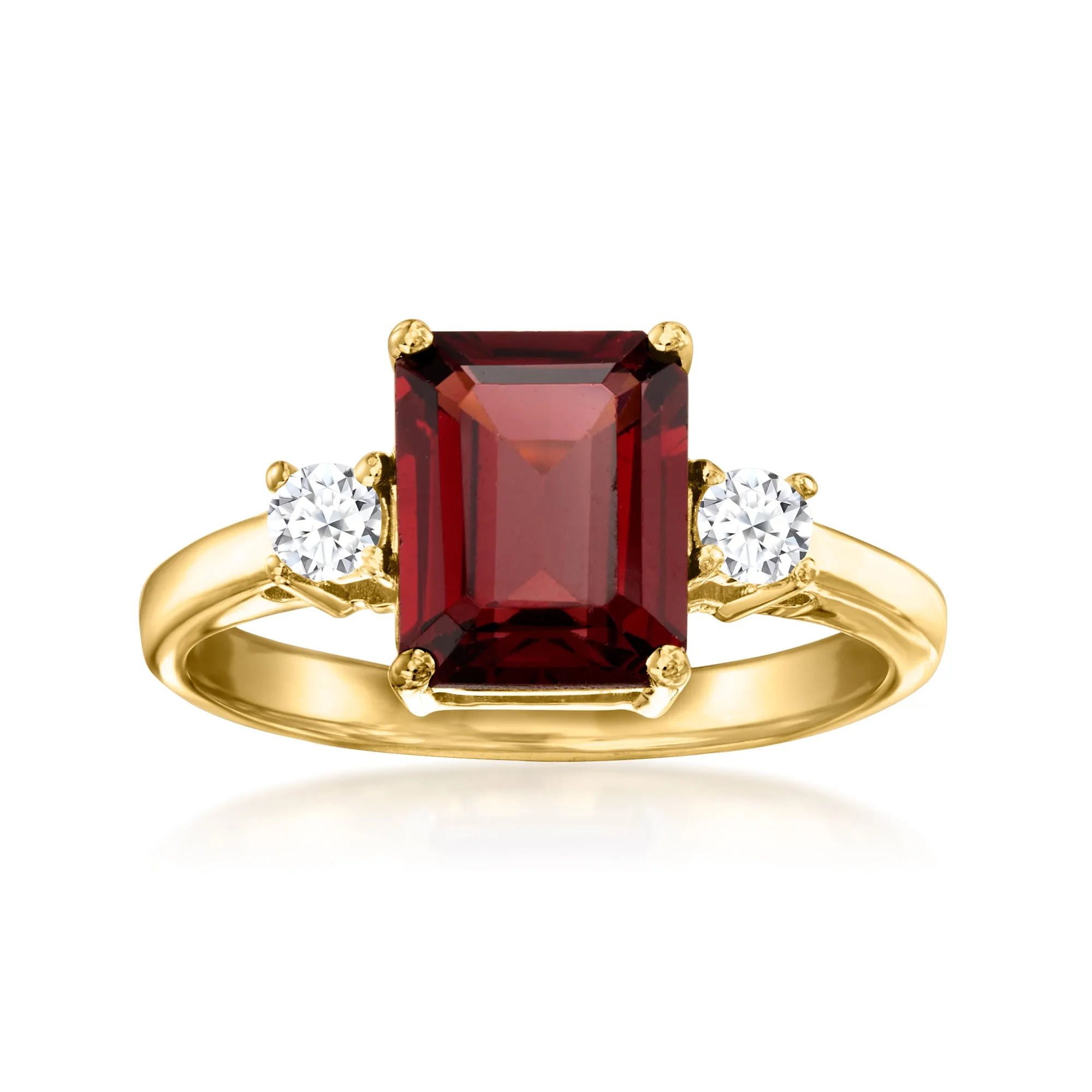 Ross-Simons Garnet Ring With . Lab-Grown Diamonds in 18kt Gold Over Sterling