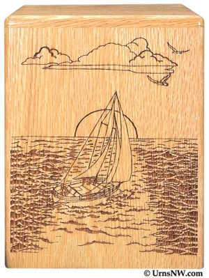 Sailing Wooden Cremation Urn