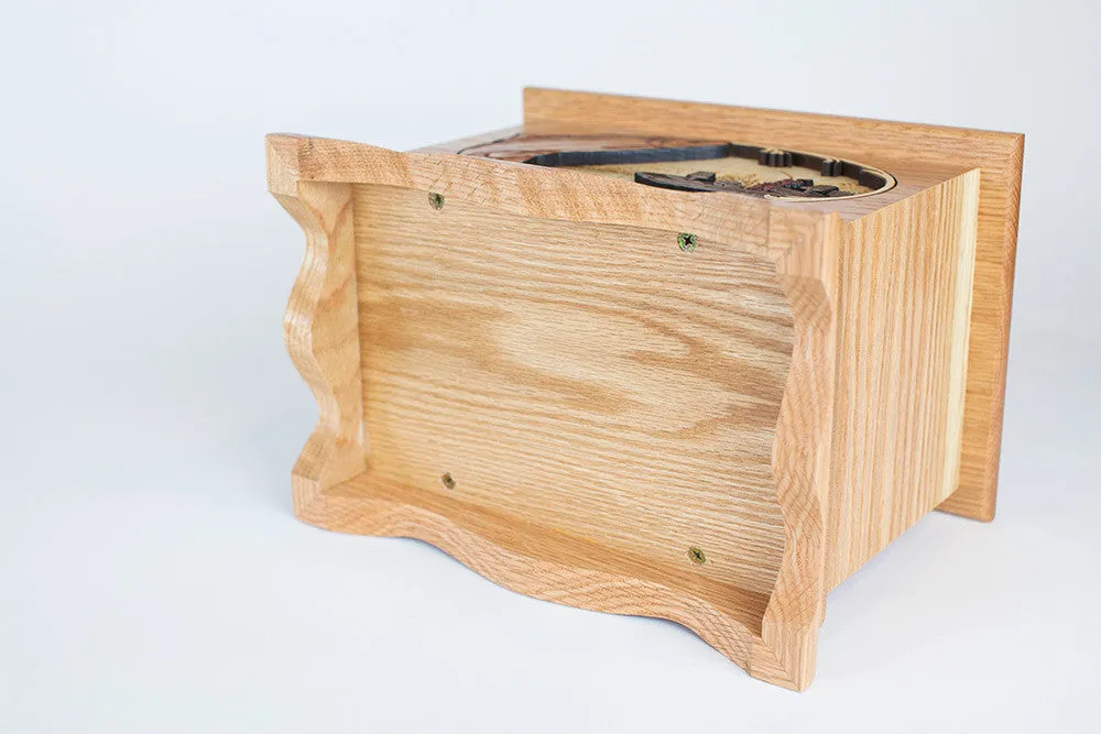 Salmon Boat Fishing Cremation Urn with Inlay Wood Art