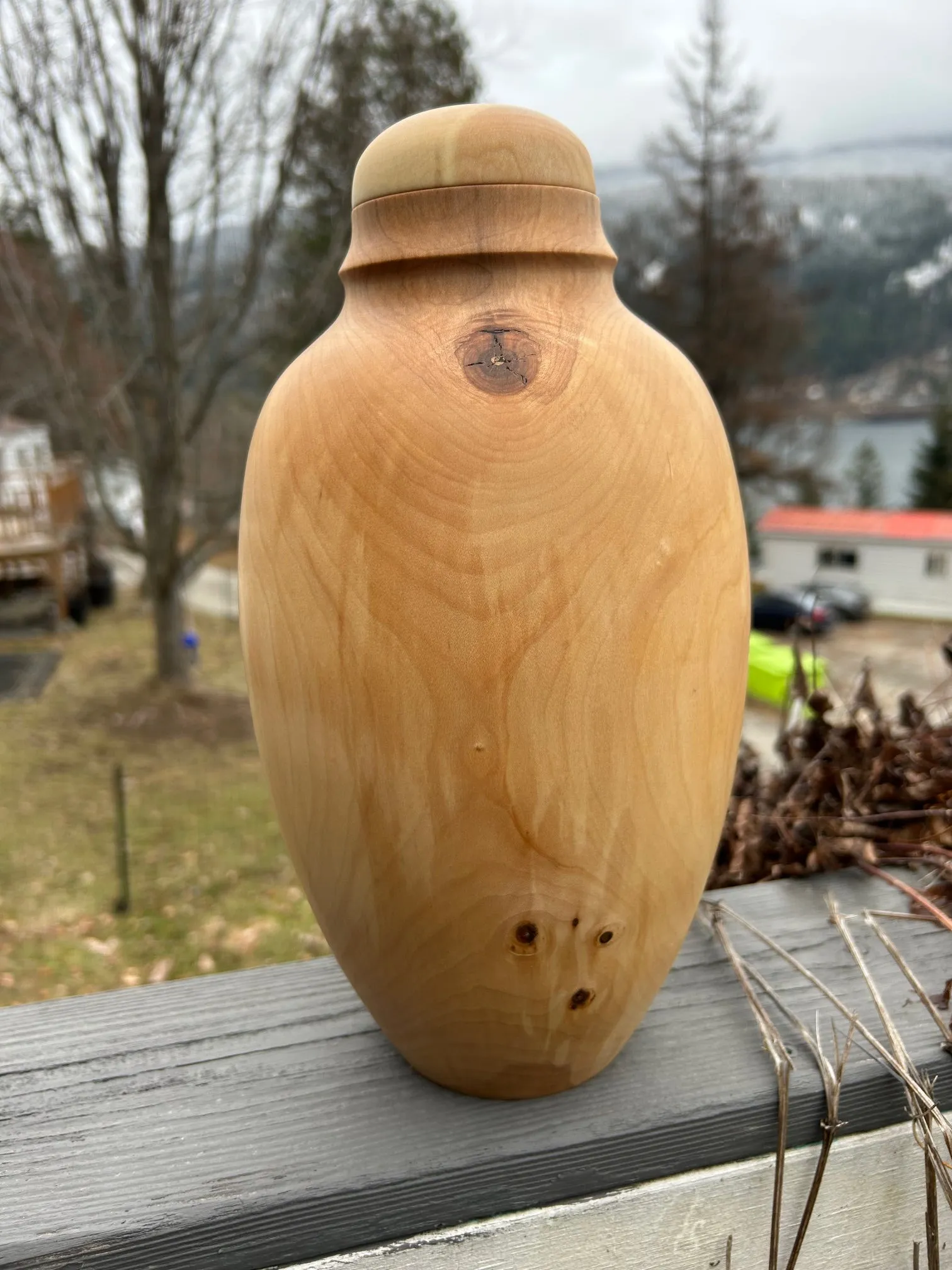 Salvaged Maple Wood Turned Urn 14