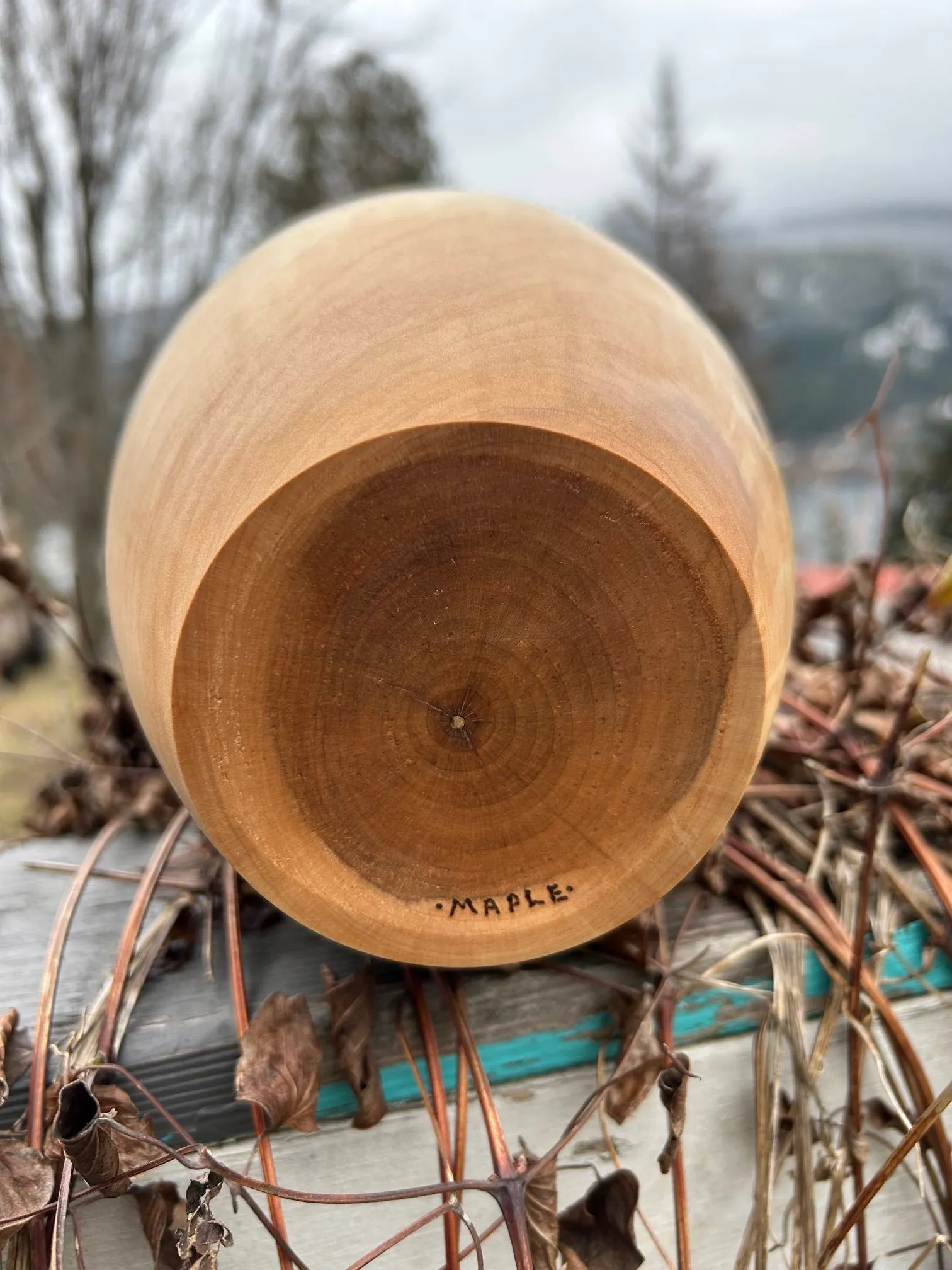 Salvaged Maple Wood Turned Urn 14
