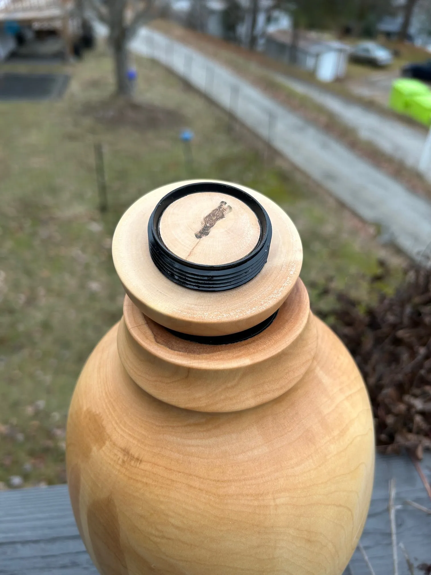 Salvaged Maple Wood Turned Urn 14