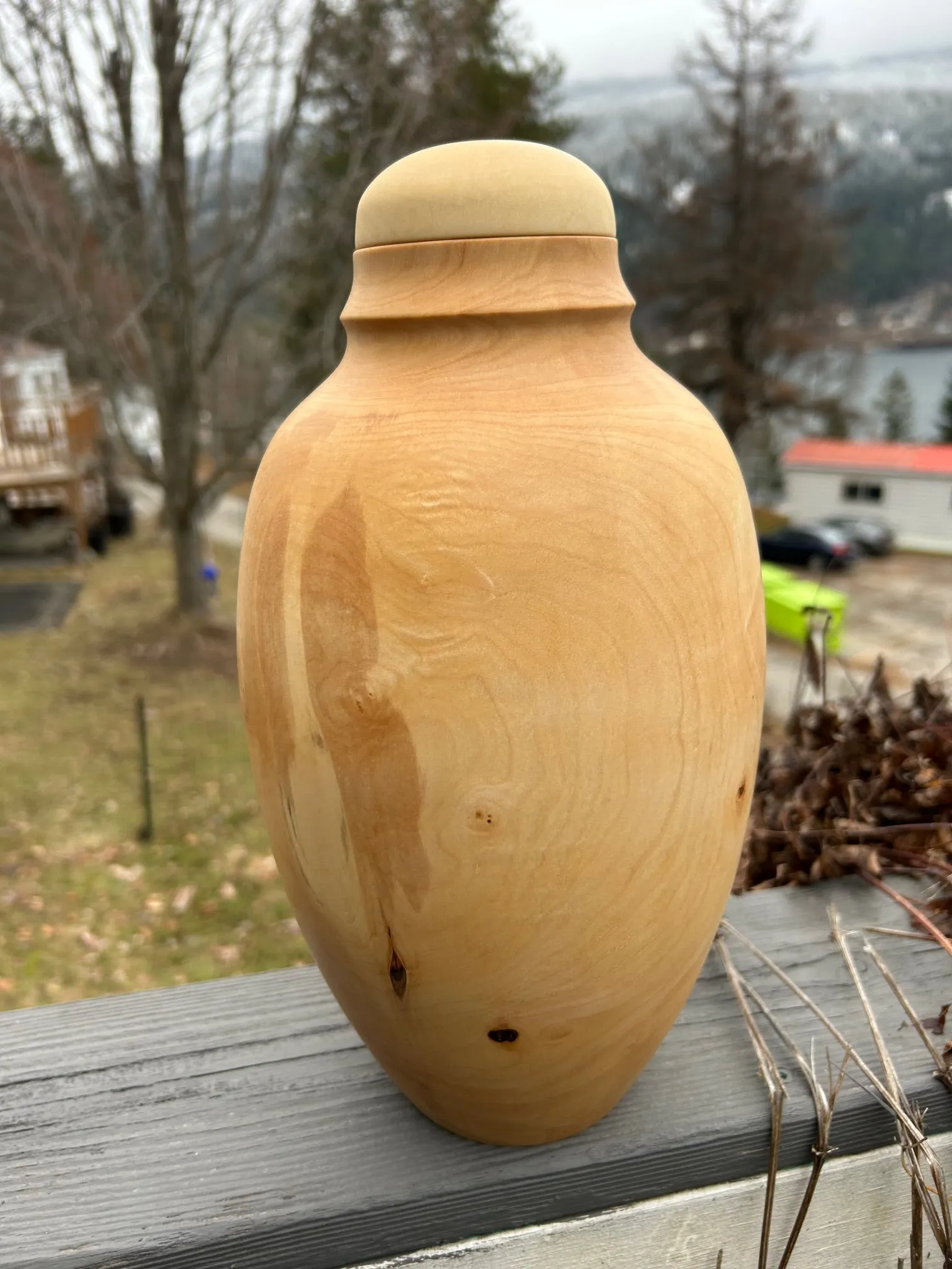 Salvaged Maple Wood Turned Urn 14