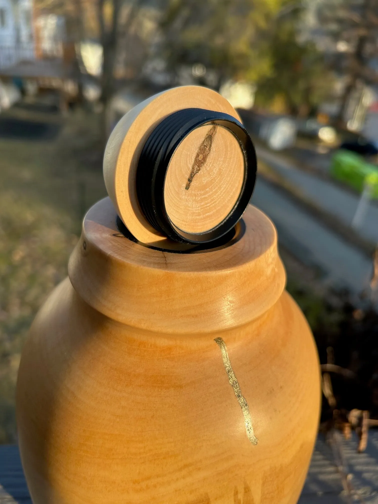 Salvaged Maple Wood Turned Urn 15
