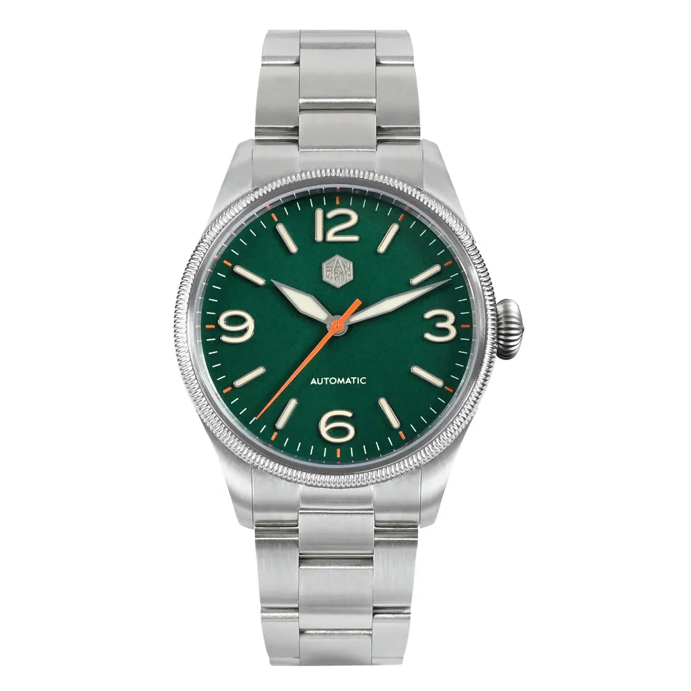 San Martin Carved Coin Bezel Retro Pilot Watch SN033