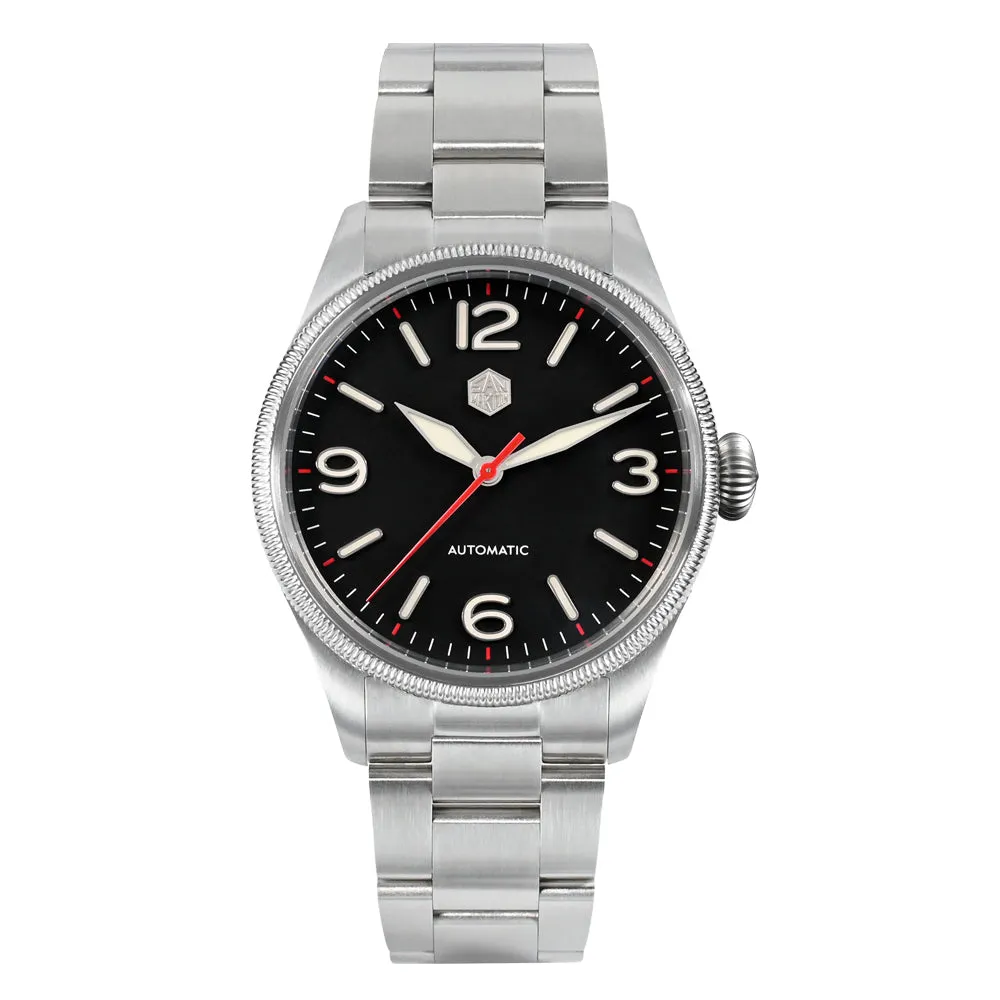 San Martin Carved Coin Bezel Retro Pilot Watch SN033