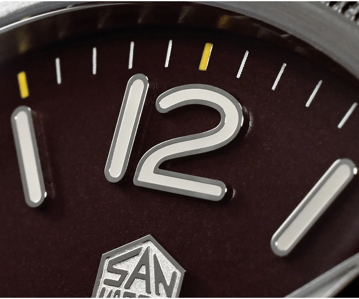 San Martin Carved Coin Bezel Retro Pilot Watch SN033