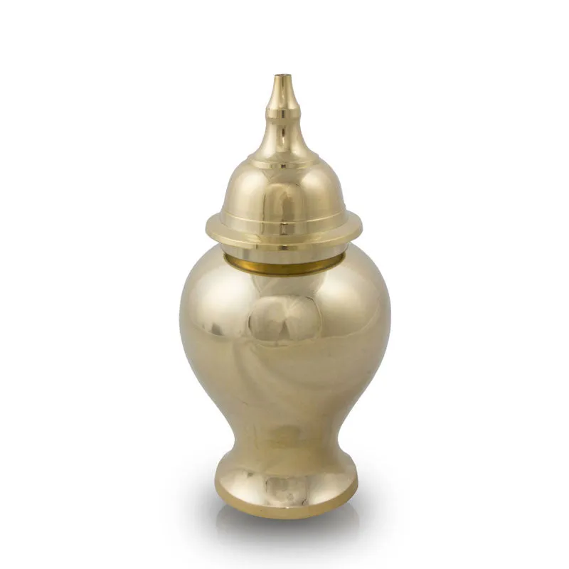 Shiny Brass Pet Urn in Small