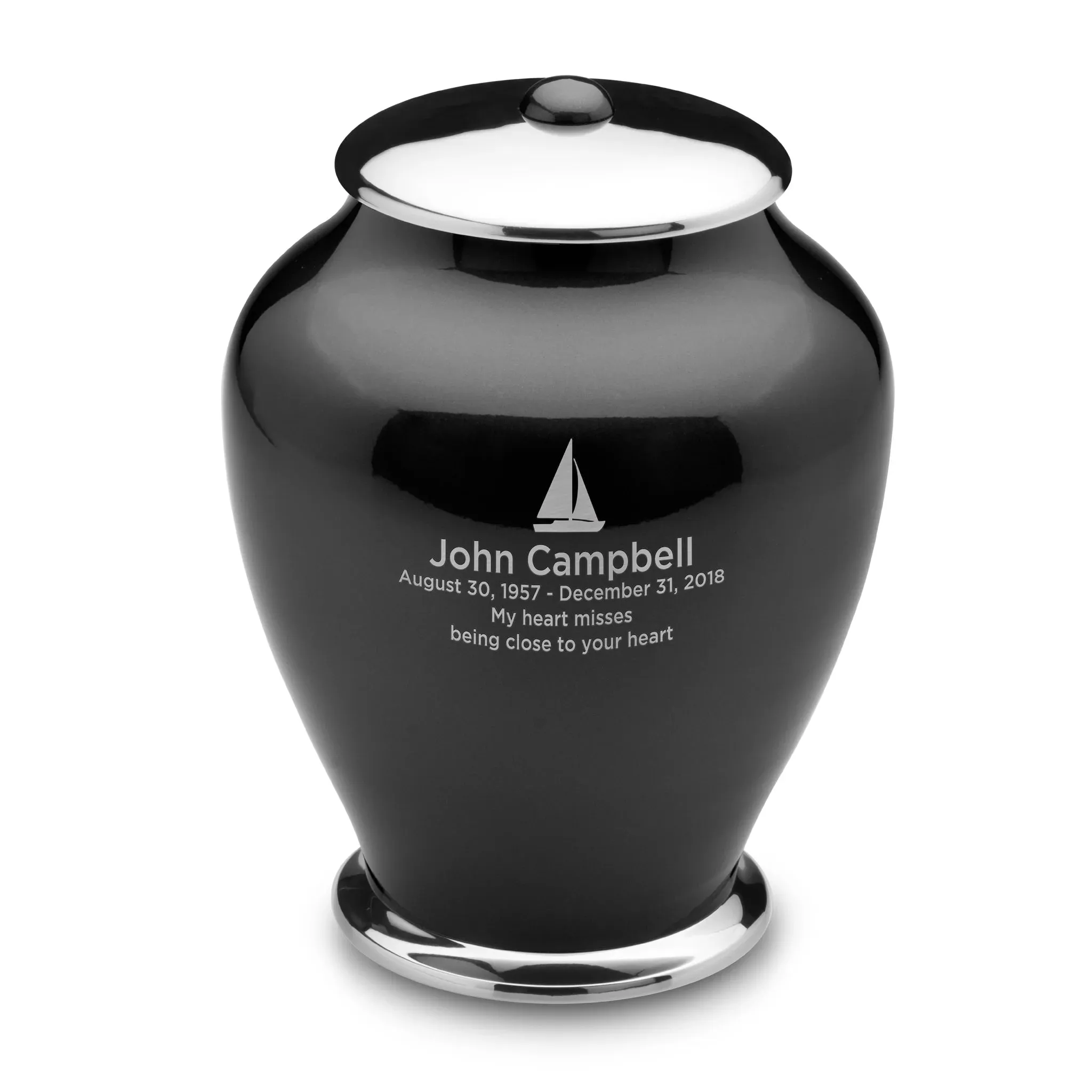 Simplicity Brass Cremation Urn in Midnight Black