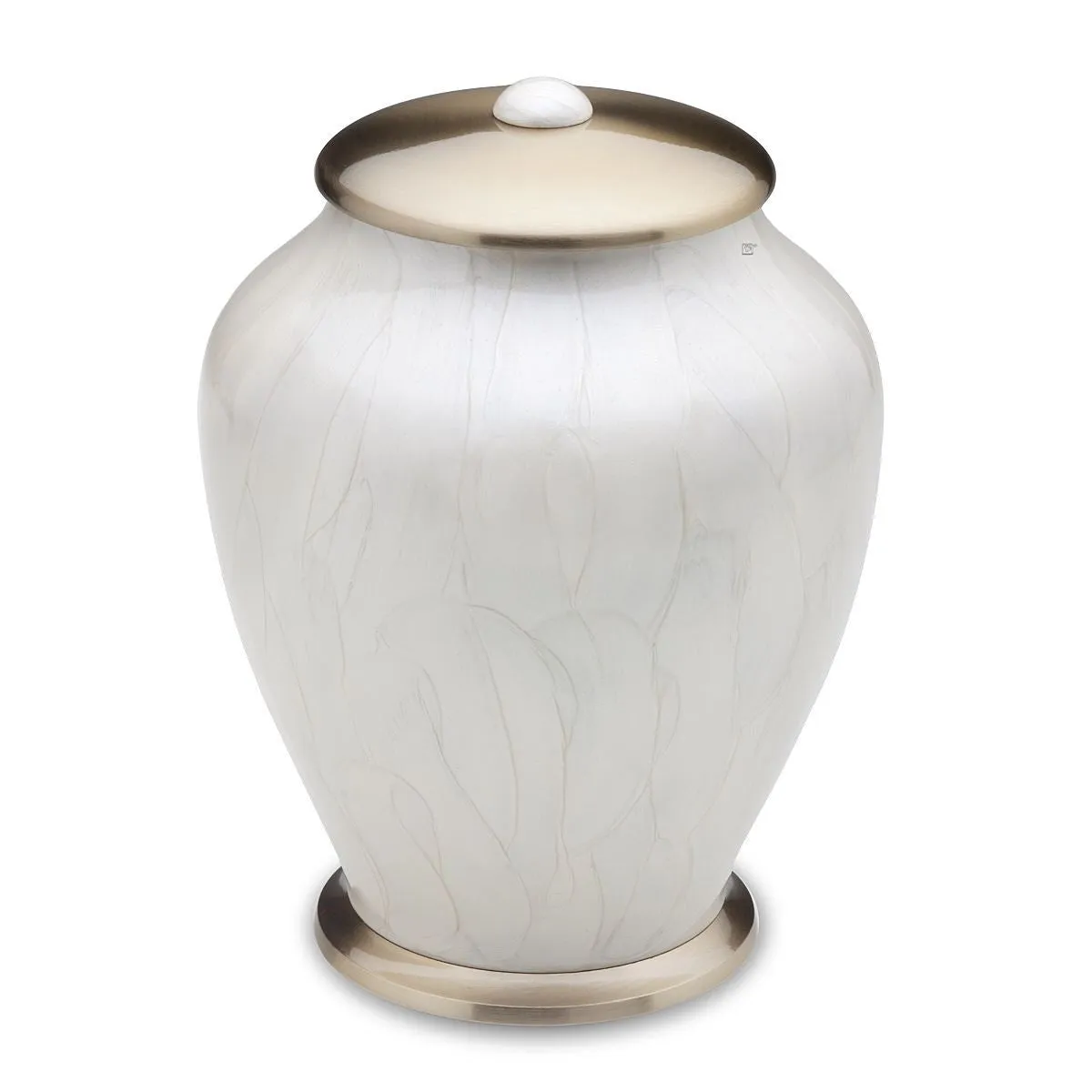 Simplicity Brass Cremation Urn in Pearl White
