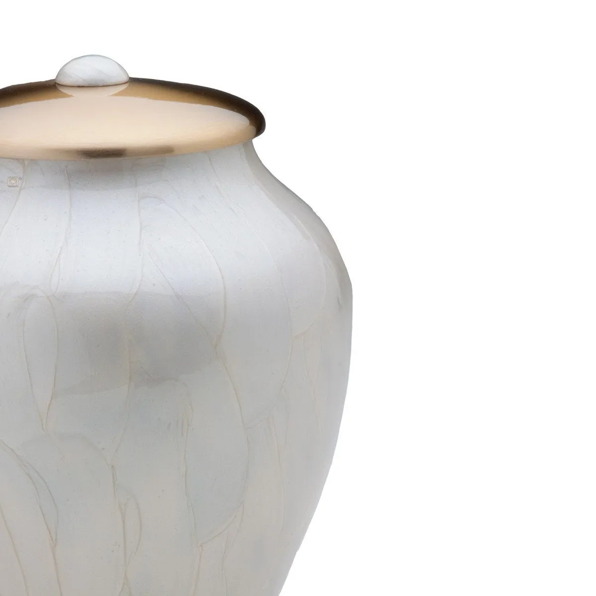 Simplicity Brass Cremation Urn in Pearl White
