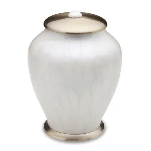 Simplicity Brass Cremation Urn in Pearl White
