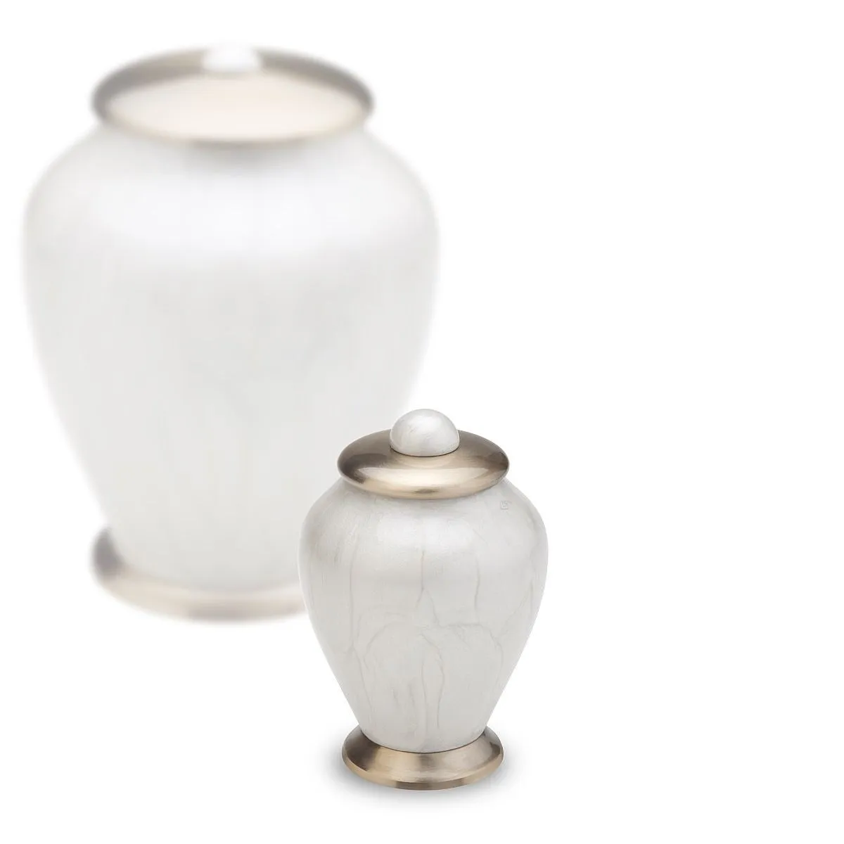 Simplicity Brass Cremation Urn in Pearl White
